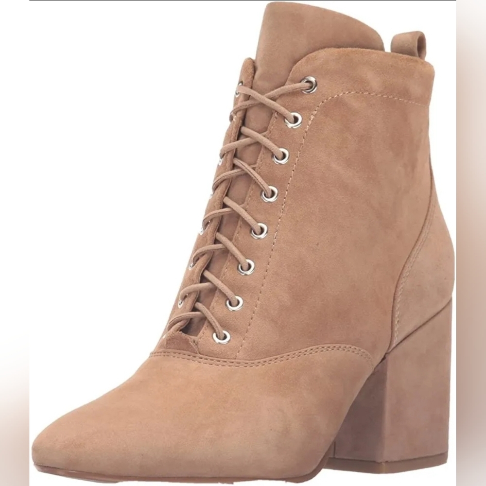 Sam Edelman Tate Oatmeal Suede Lace Up Heeled Boot